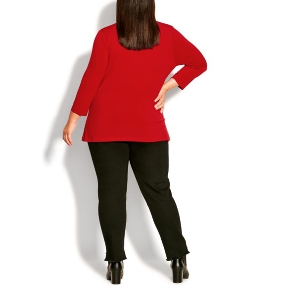 Nwt Arna York Ruby Red Faux Wrap V-Neck Status Plain Top Size 18 (R15.5) - Picture 3 of 7
